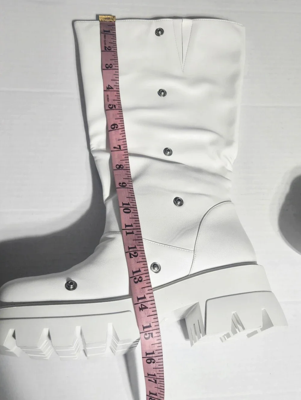 Size 9.5 White Platform Boots w/ Removable Snap-On Wrap Panels Chunky Lug Sole